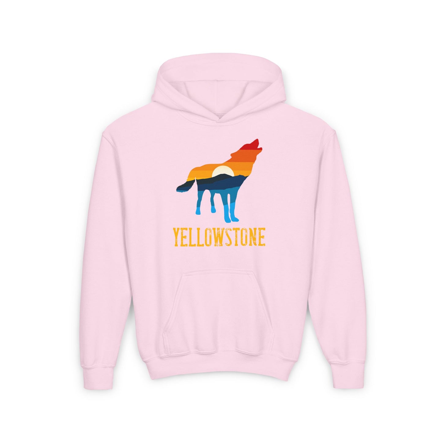 Wolf Yellowstone Sunset Youth Heavy Blend Hooded Sweatshirt