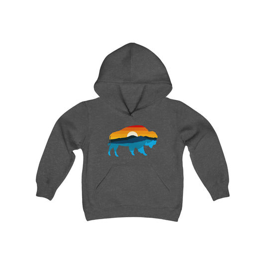 Buffalo Yellowstone Sunset Youth Heavy Blend Hooded Sweatshirt