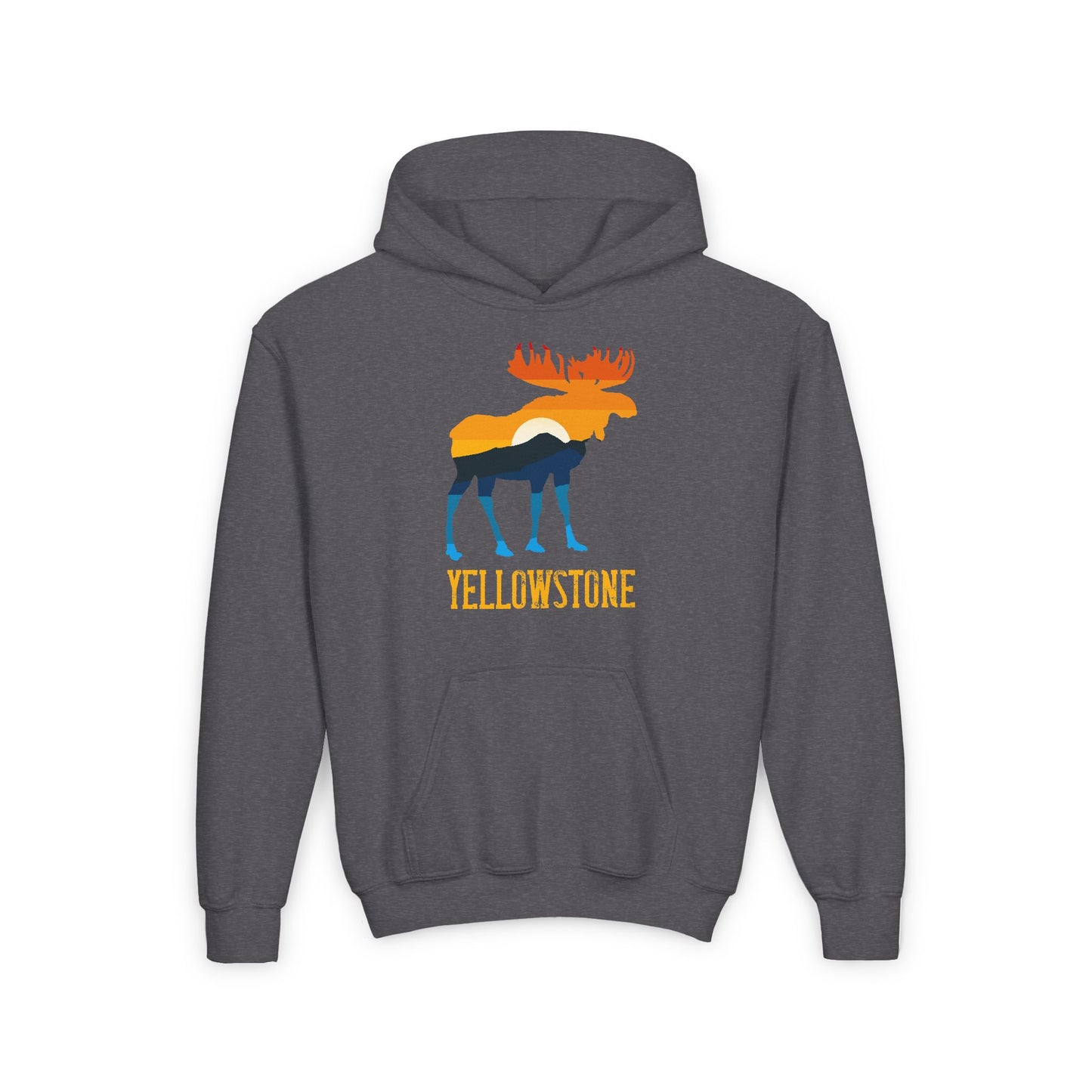 Moose Yellowstone Sunset Youth Heavy Blend Hooded Sweatshirt