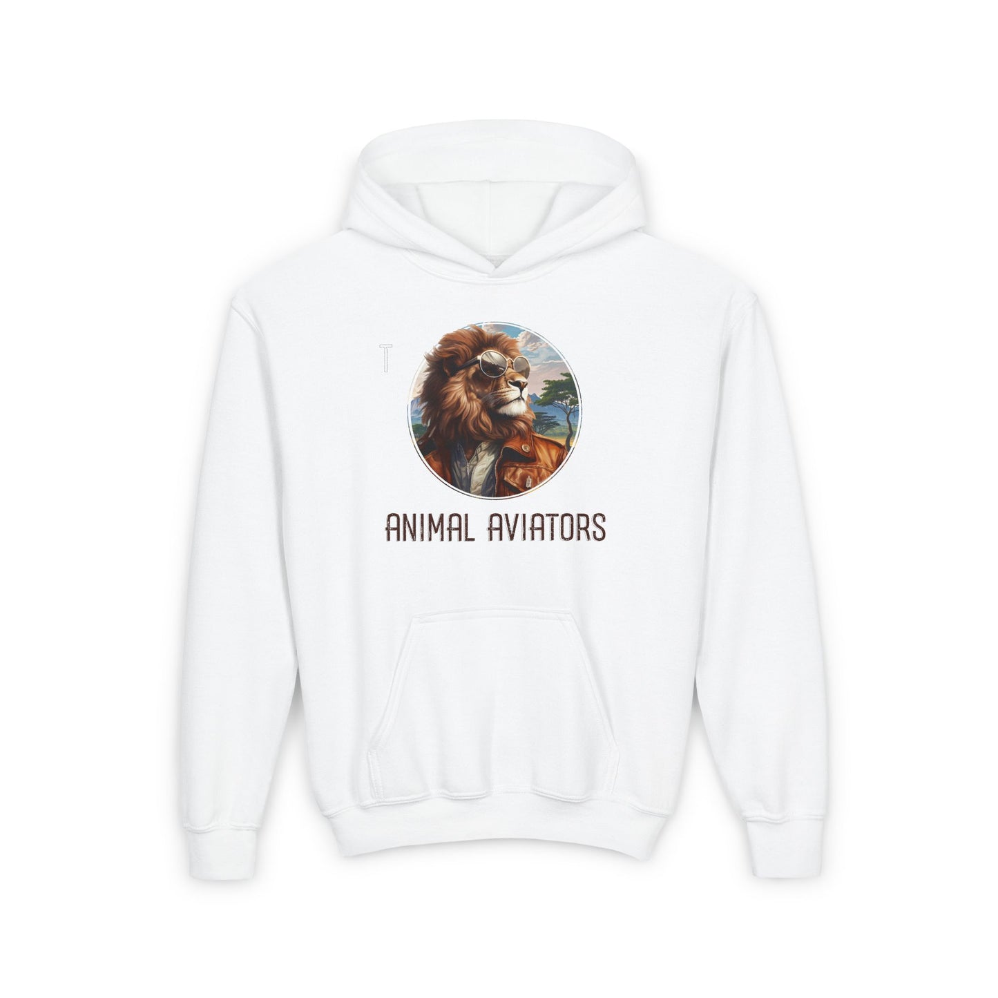 Lion Animal Aviator Youth Heavy Blend Hooded Sweatshirt