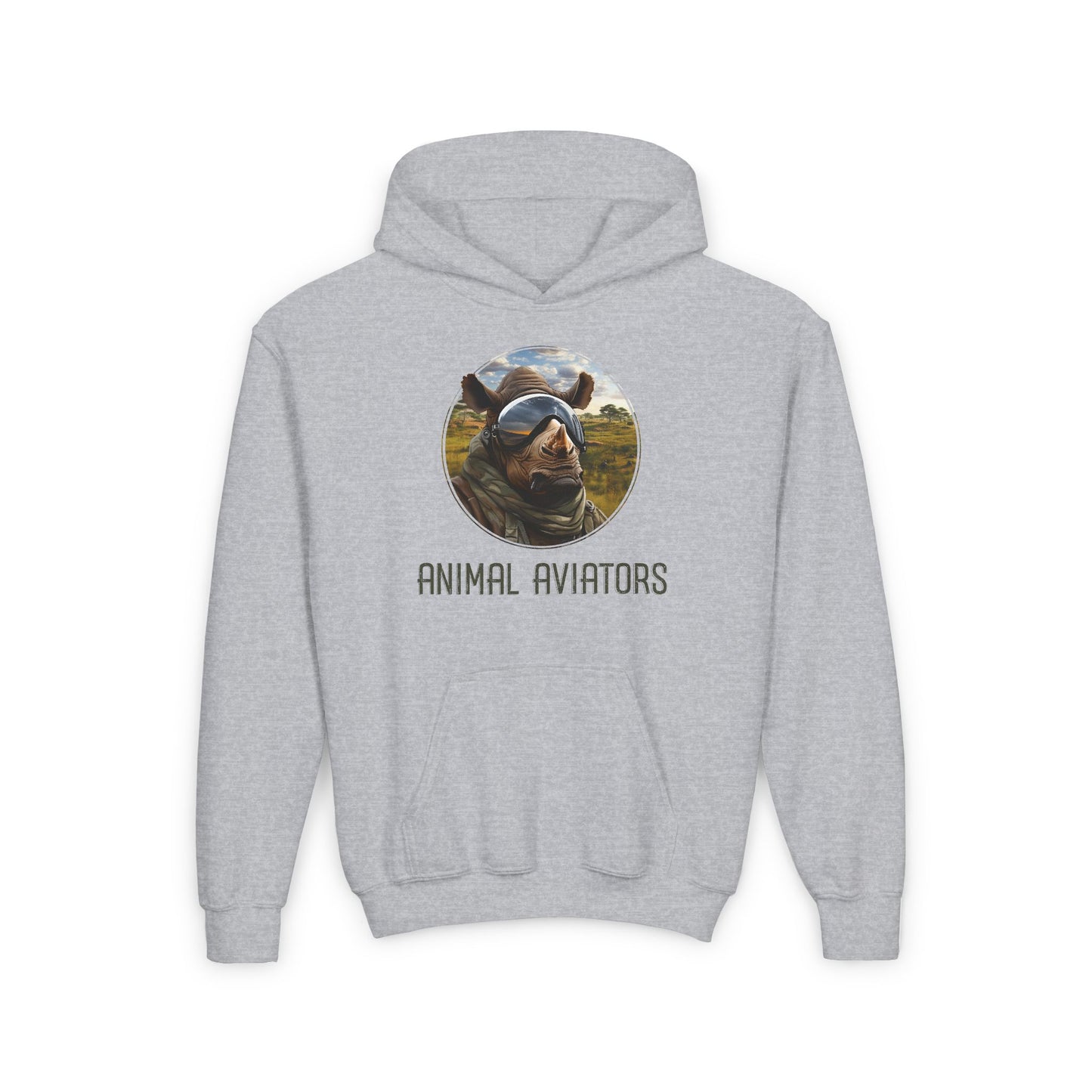 Rhino Animal Aviator Youth Heavy Blend Hooded Sweatshirt