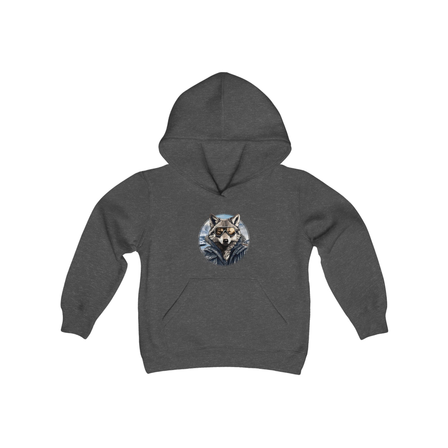 Wolf Animal Aviator Youth Heavy Blend Hooded Sweatshirt