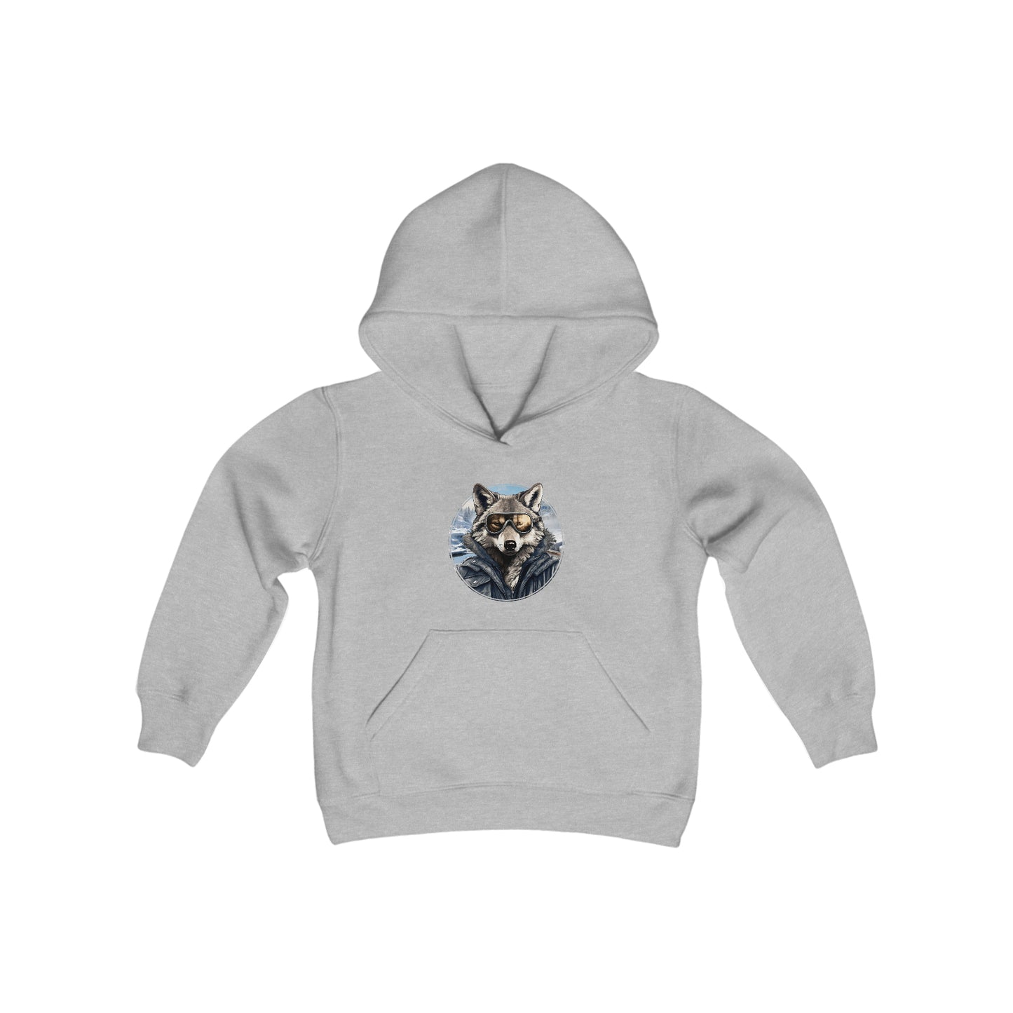 Wolf Animal Aviator Youth Heavy Blend Hooded Sweatshirt