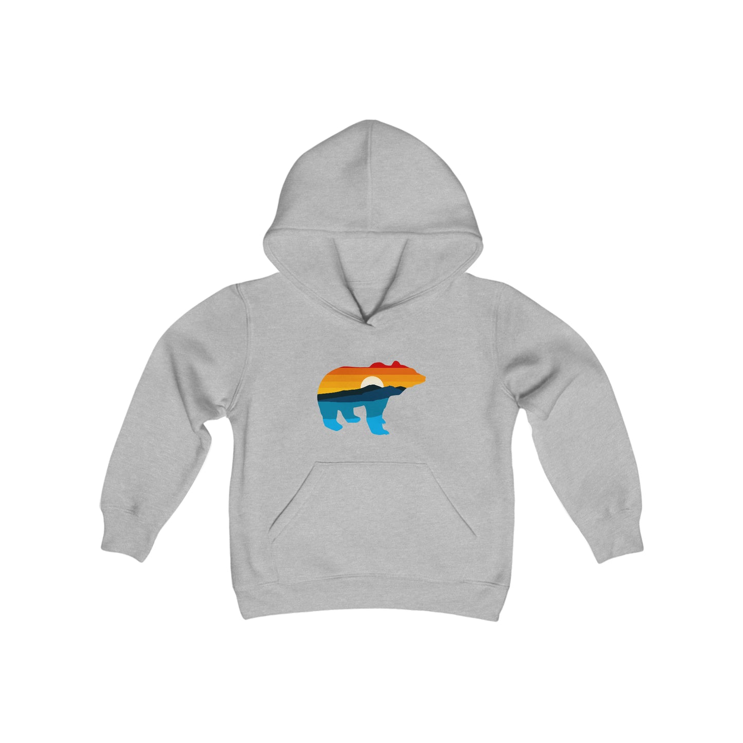 Bear Yellowstone Sunset Youth Heavy Blend Hooded Sweatshirt