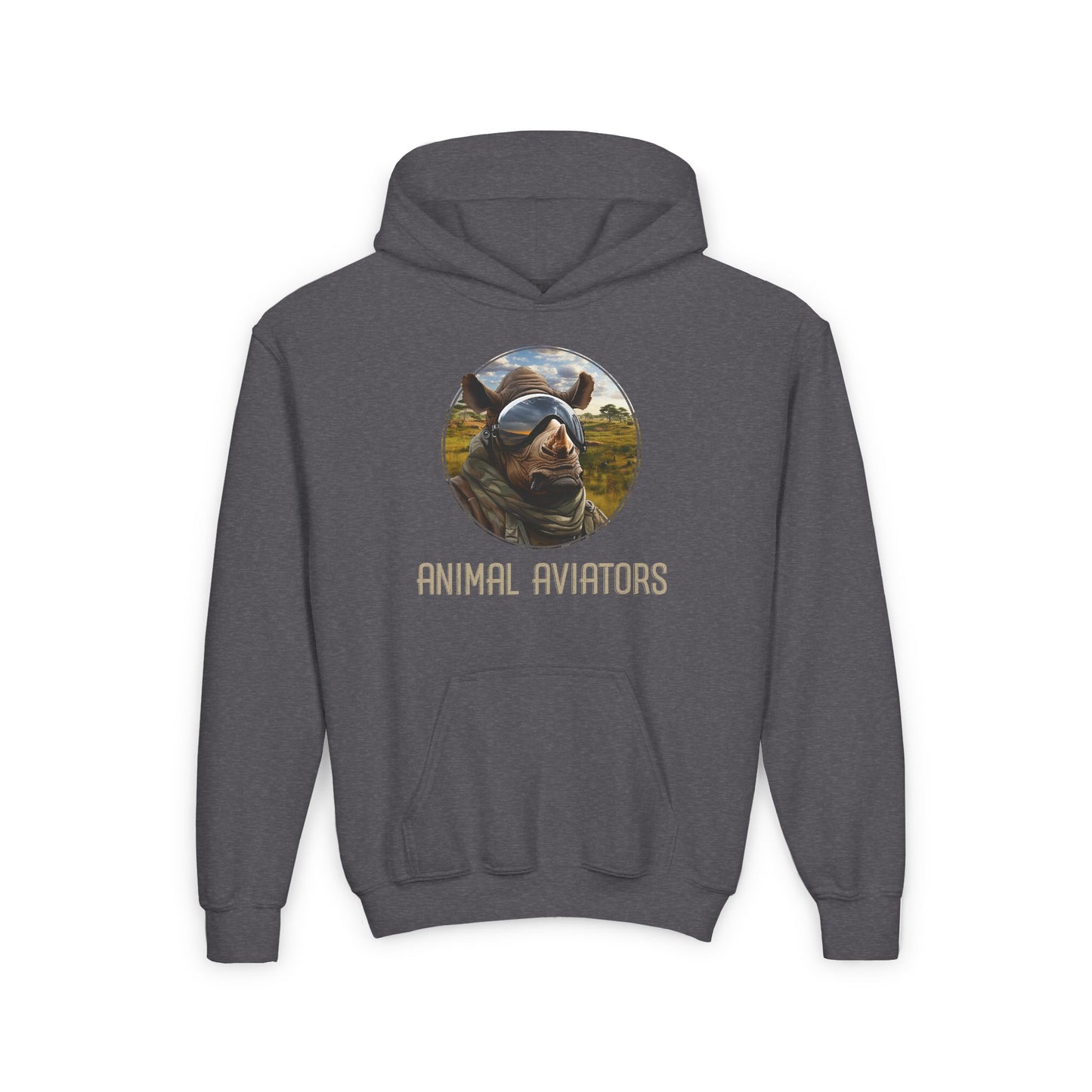 Rhino Animal Aviator Youth Heavy Blend Hooded Sweatshirt