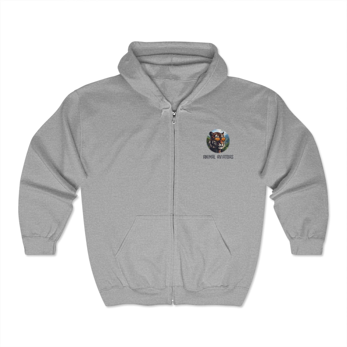 Tiger Animal Aviator Unisex Heavy Blend™ Full Zip Hooded Sweatshirt