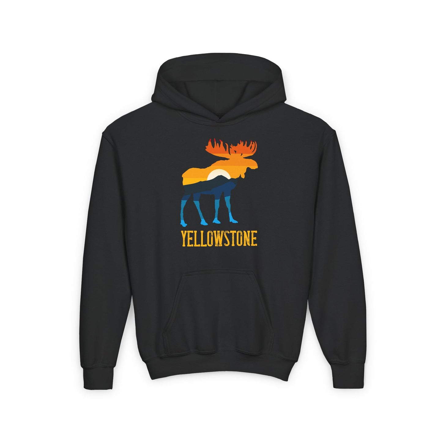 Moose Yellowstone Sunset Youth Heavy Blend Hooded Sweatshirt