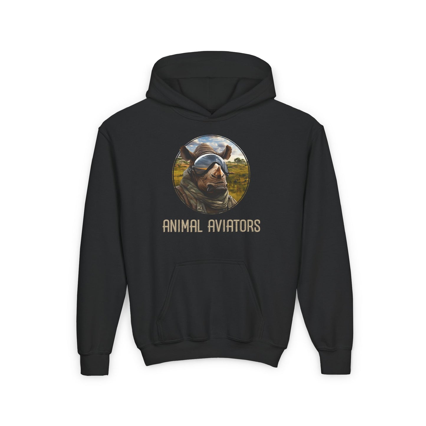 Rhino Animal Aviator Youth Heavy Blend Hooded Sweatshirt