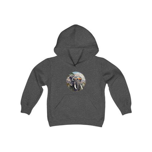 Elephant Animal Aviator Youth Heavy Blend Hooded Sweatshirt