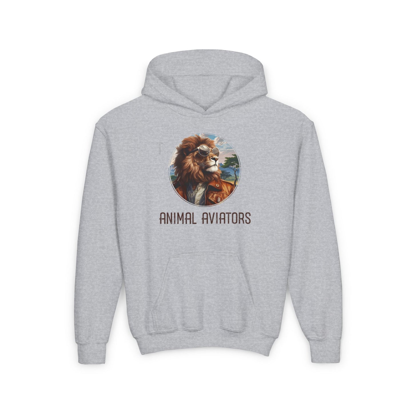 Lion Animal Aviator Youth Heavy Blend Hooded Sweatshirt