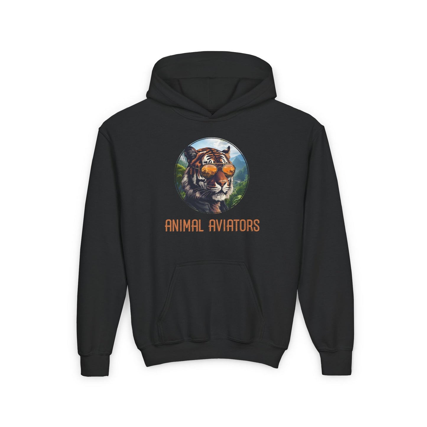 Tiger Animal Aviator Youth Heavy Blend Hooded Sweatshirt