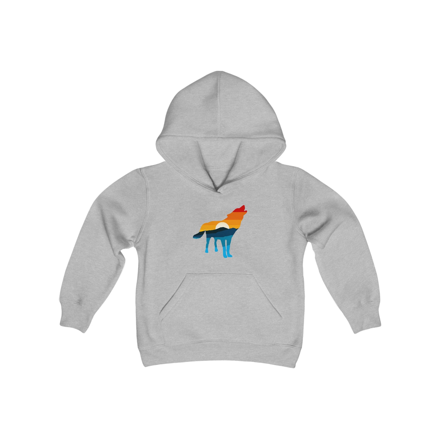 Wolf Yellowstone Sunset Youth Heavy Blend Hooded Sweatshirt