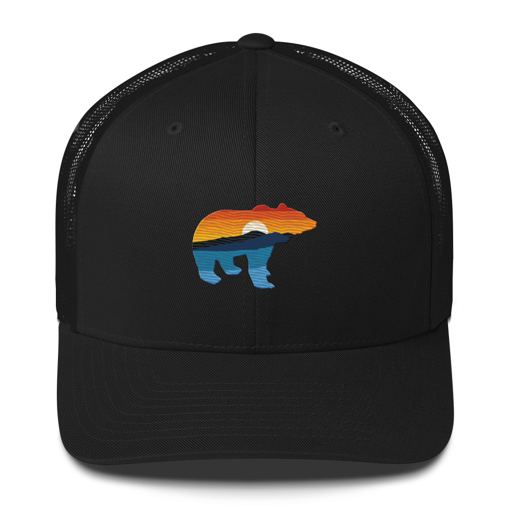 Bear Yellowstone Sunset Trucker Cap