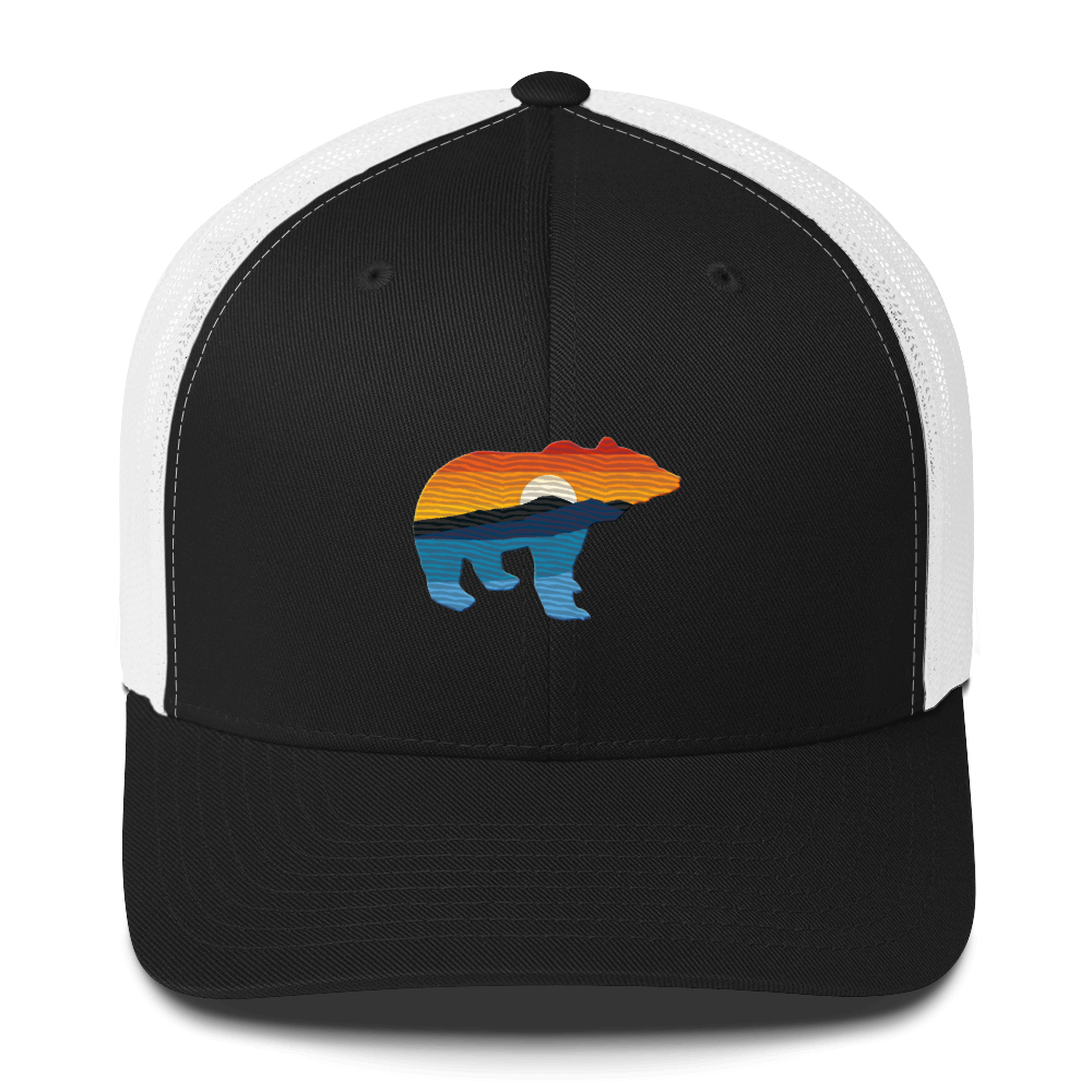 Bear Yellowstone Sunset Trucker Cap