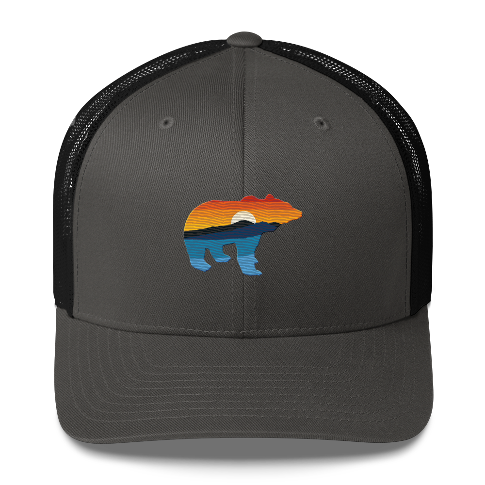 Bear Yellowstone Sunset Trucker Cap