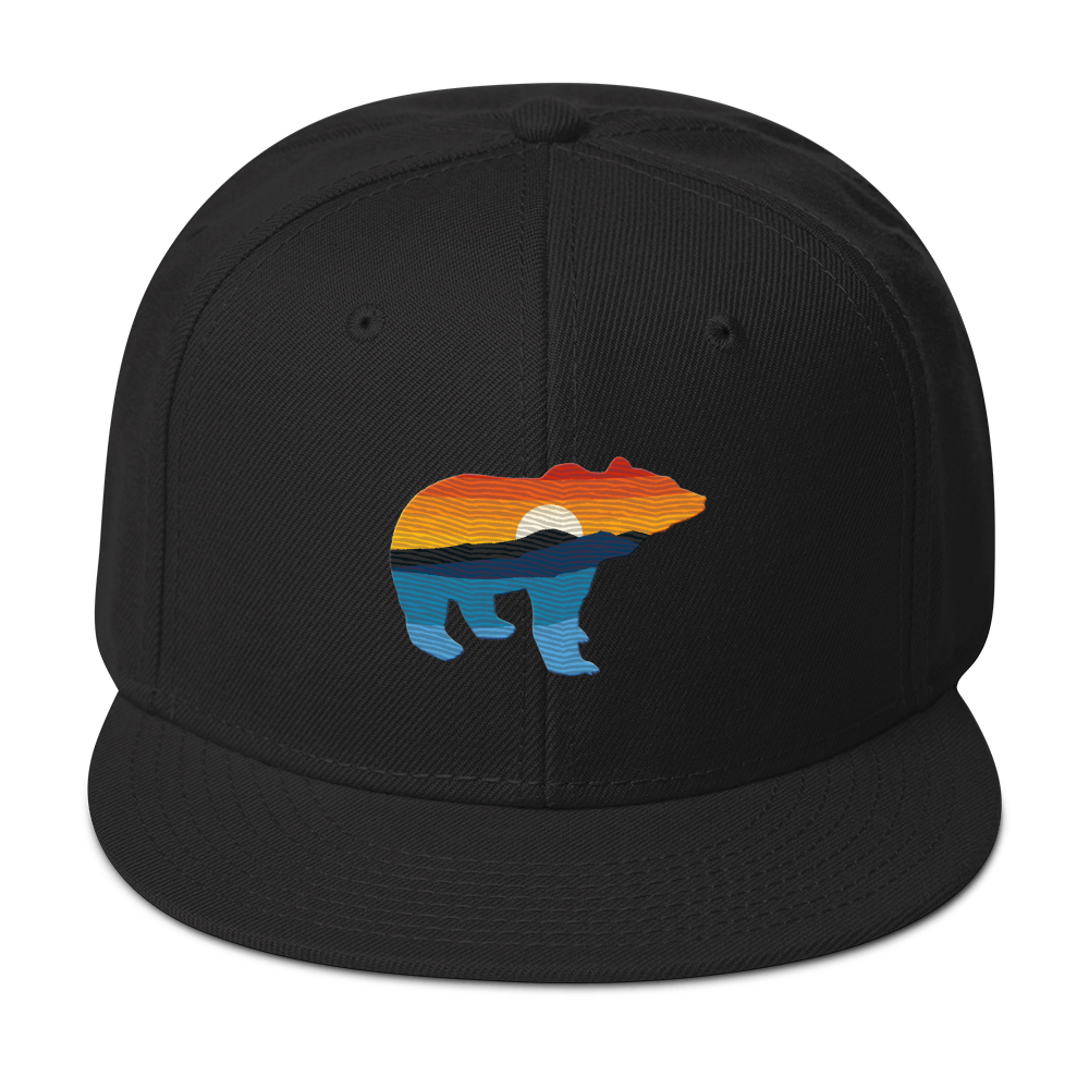 Bear Yellowstone Sunset Snapback Hat